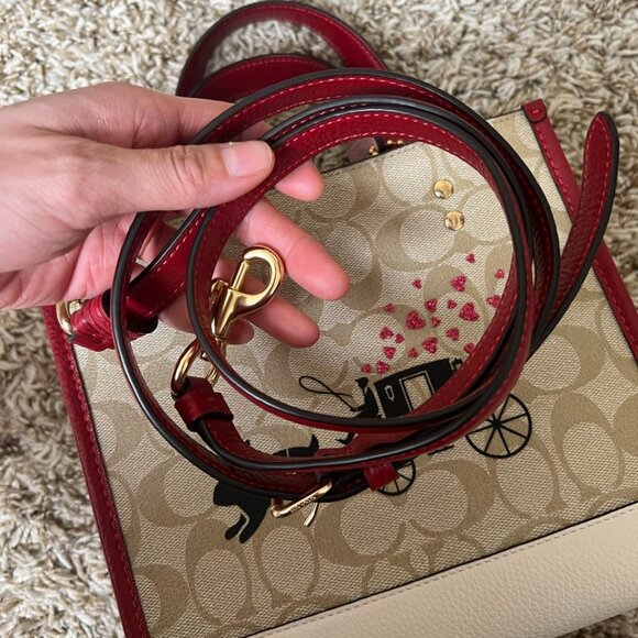 Coach Lunar New Year Dempsey Tote Bag 22 In Signature Canvas With Rabbit And Car - Picture 7 of 9